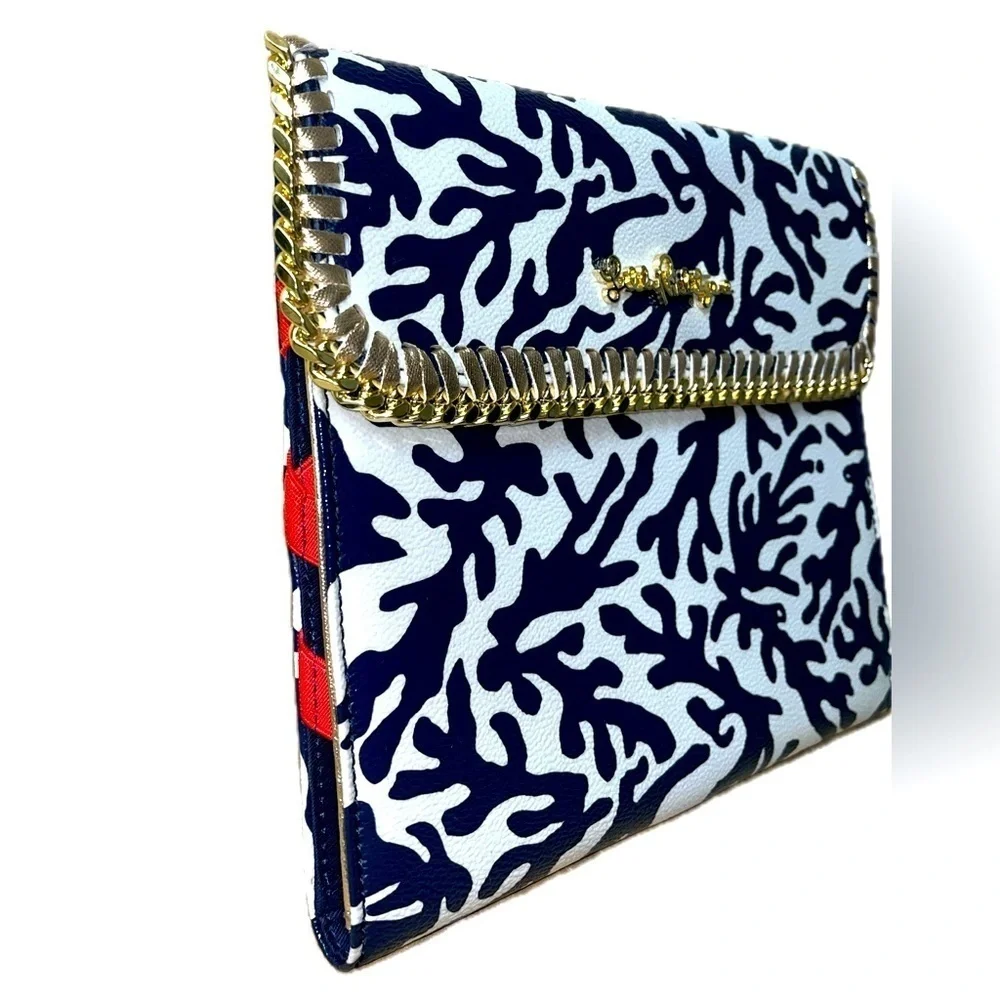 Lilly Pulitzer chain link iPad Tablet Case Treasure, Blue, White & Gold